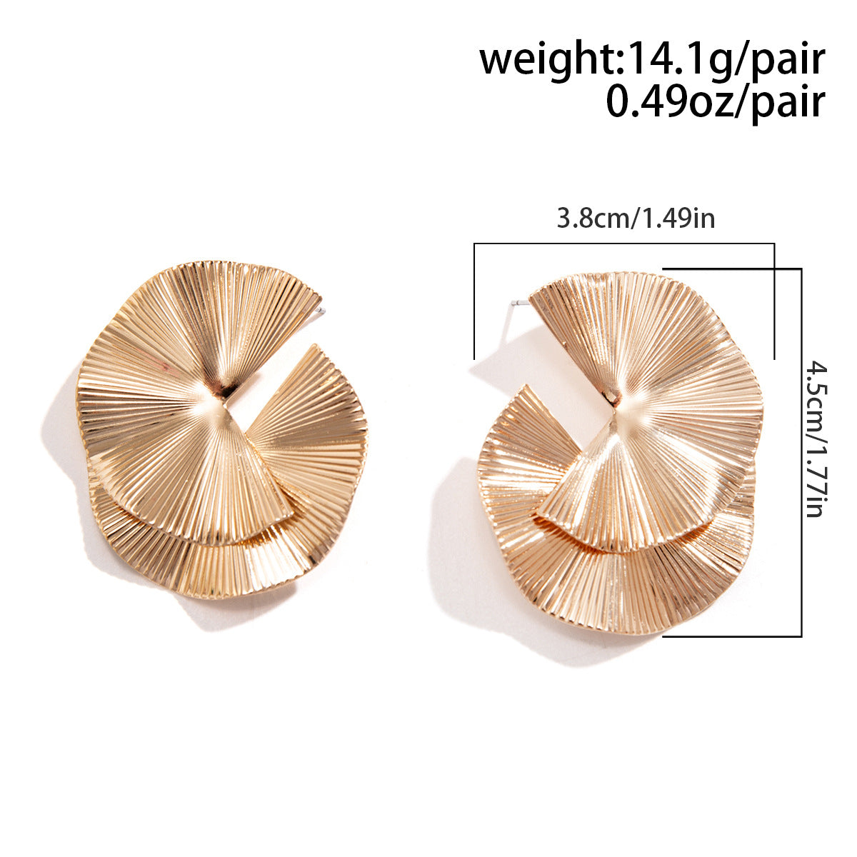 Ginkgo Leaf Metal Glossy Textured Earrings