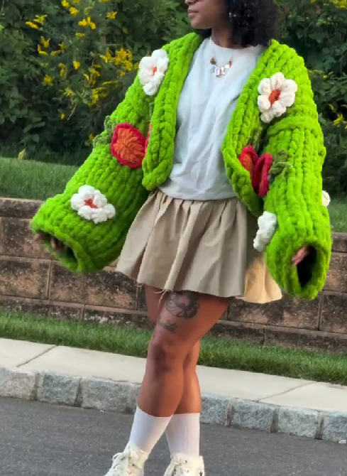 Handmade 3D Crochet Cardigan Sweater