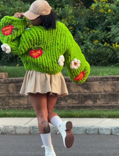 Handmade 3D Crochet Cardigan Sweater