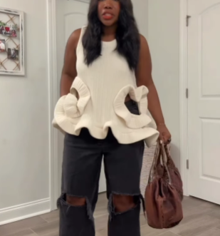 Ruffled Cutout Sleeveless Top