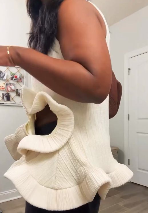 Ruffled Cutout Sleeveless Top