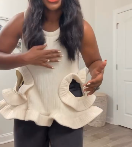 Ruffled Cutout Sleeveless Top