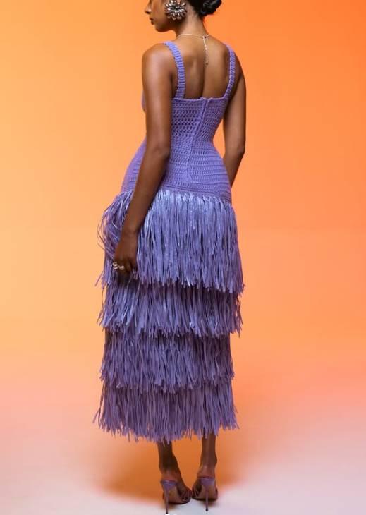 Knitted Fringed Slip Dress
