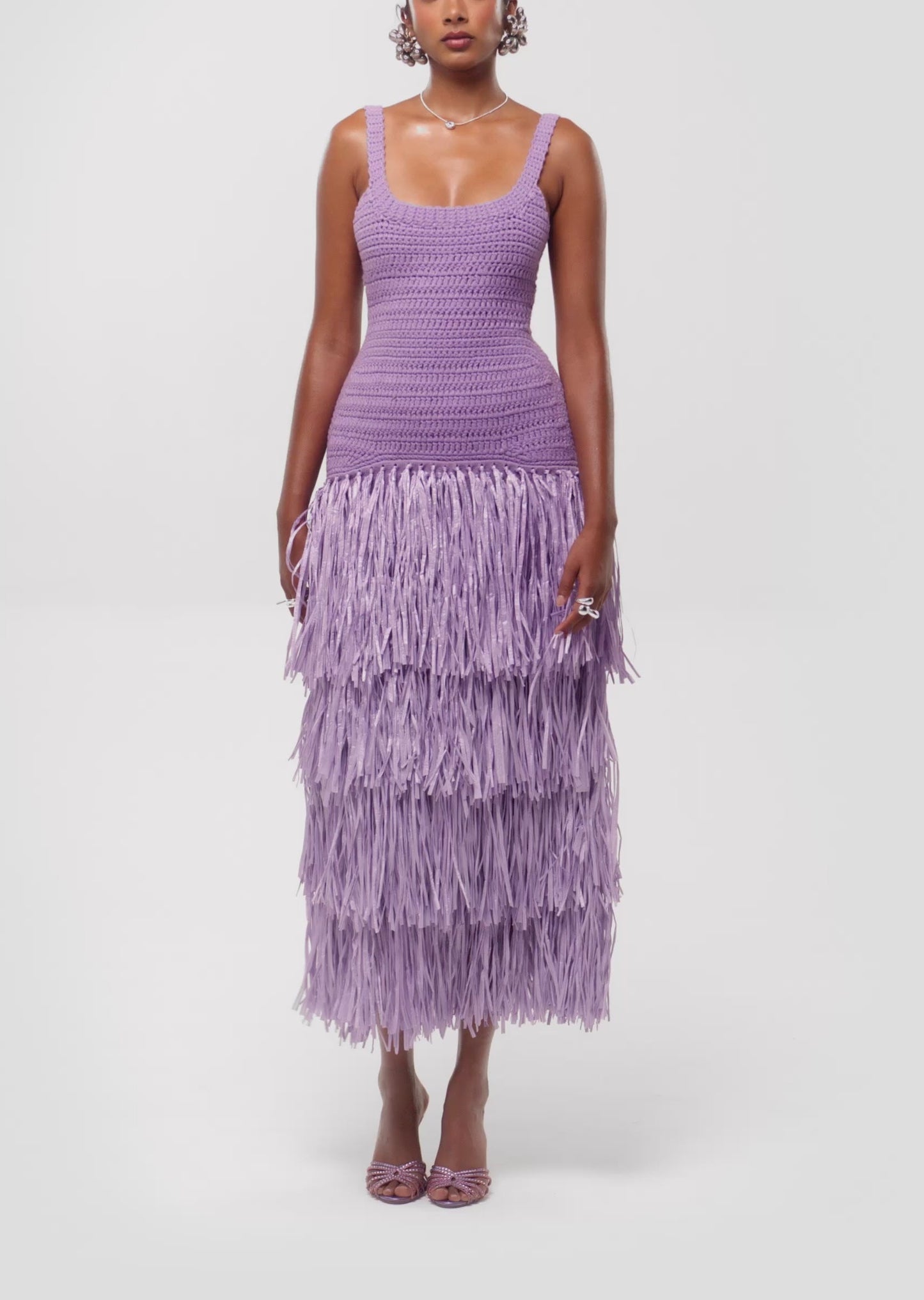 Knitted Fringed Slip Dress