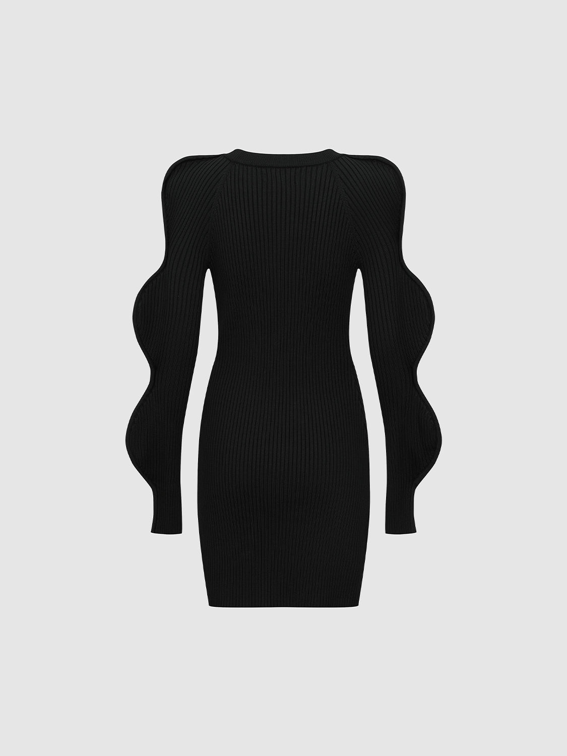 Wave Sleeve Knitted Midi Dresses