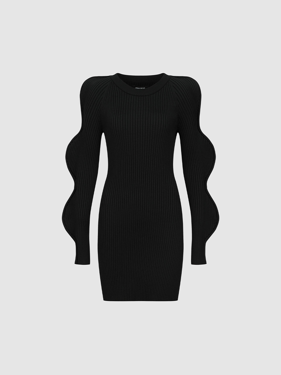 Wave Sleeve Knitted Midi Dresses