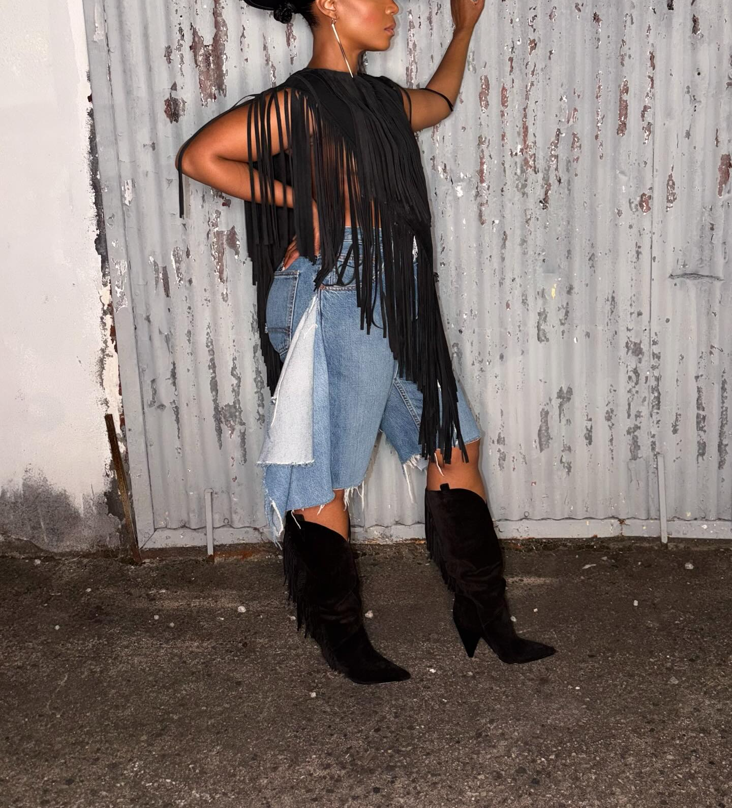 Suede Fringe Poncho