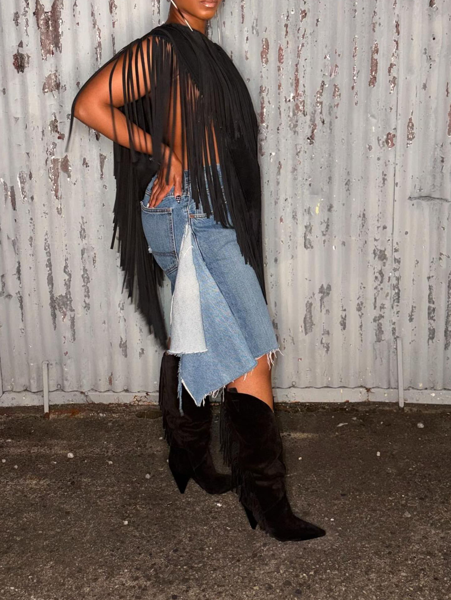 Suede Fringe Poncho