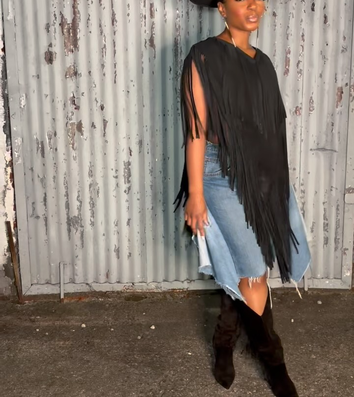 Suede Fringe Poncho