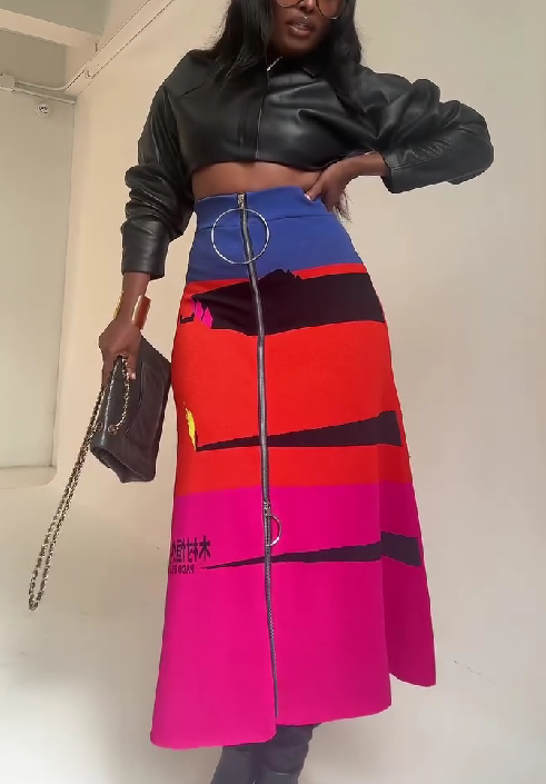 Multicolor Embellished Jacquard-Knit Midi Skirt