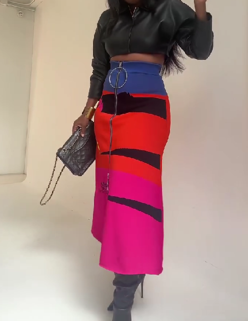 Multicolor Embellished Jacquard-Knit Midi Skirt