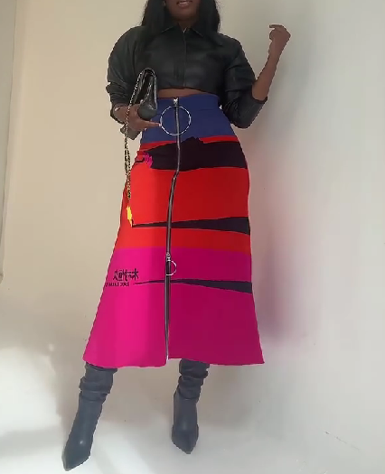 Multicolor Embellished Jacquard-Knit Midi Skirt