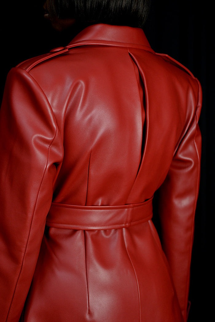 Faux Leather Trench Coat
