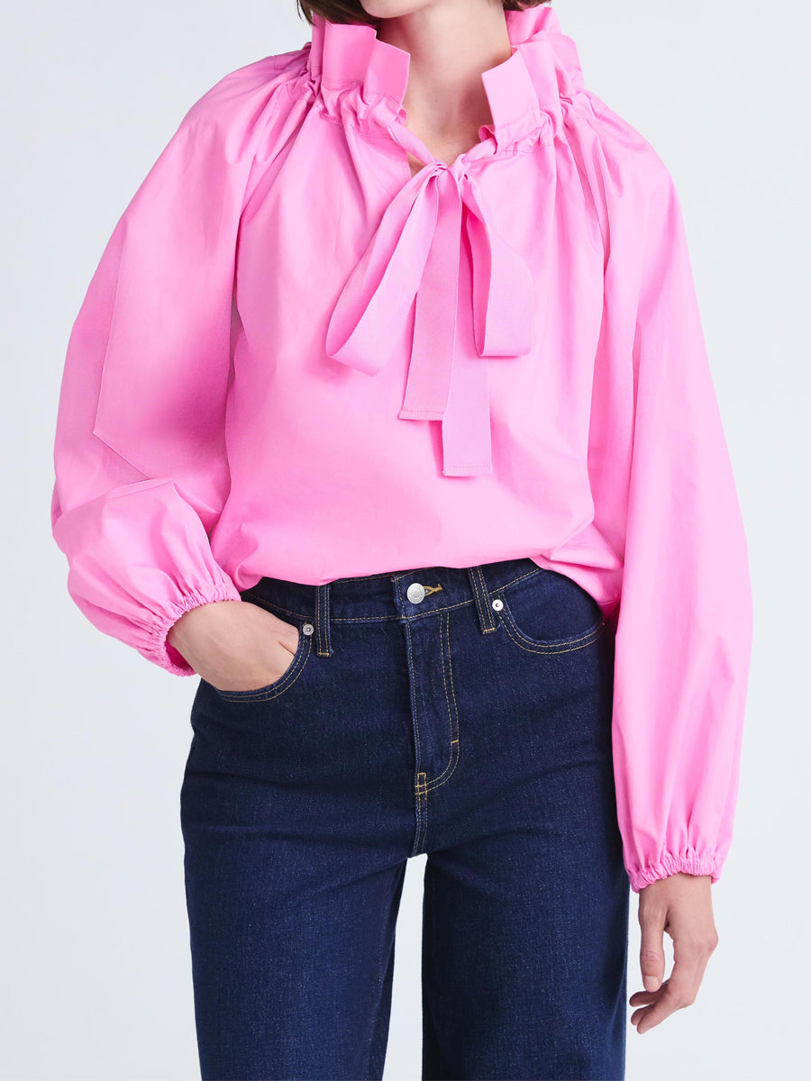 Ruffle Collar Lantern Sleeve Shirt