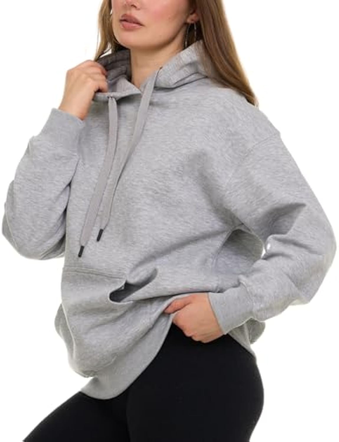 Fashionable Hooded Drawstring Sweatshirt Two Piece Sets