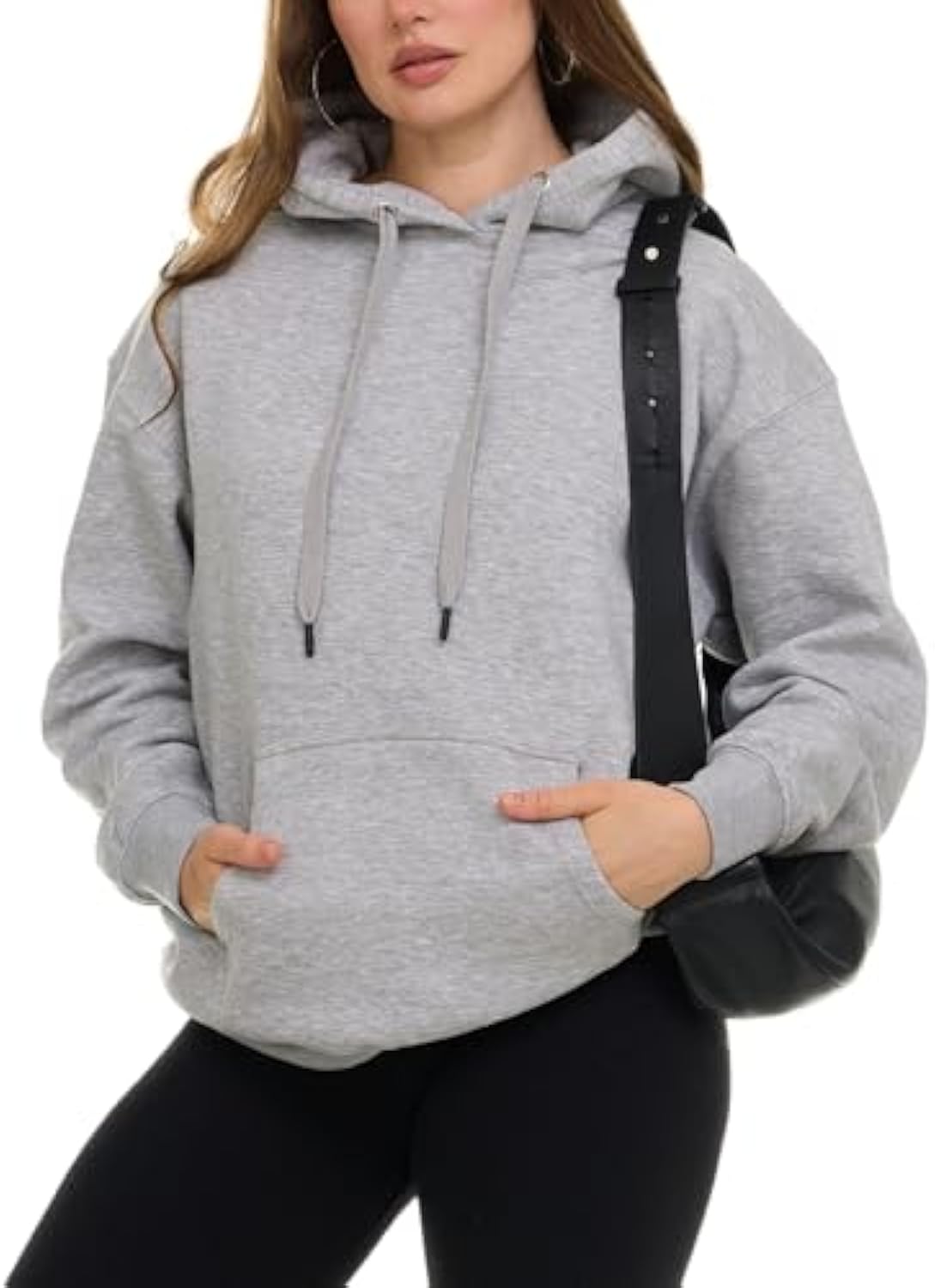 Fashionable Hooded Drawstring Sweatshirt Two Piece Sets