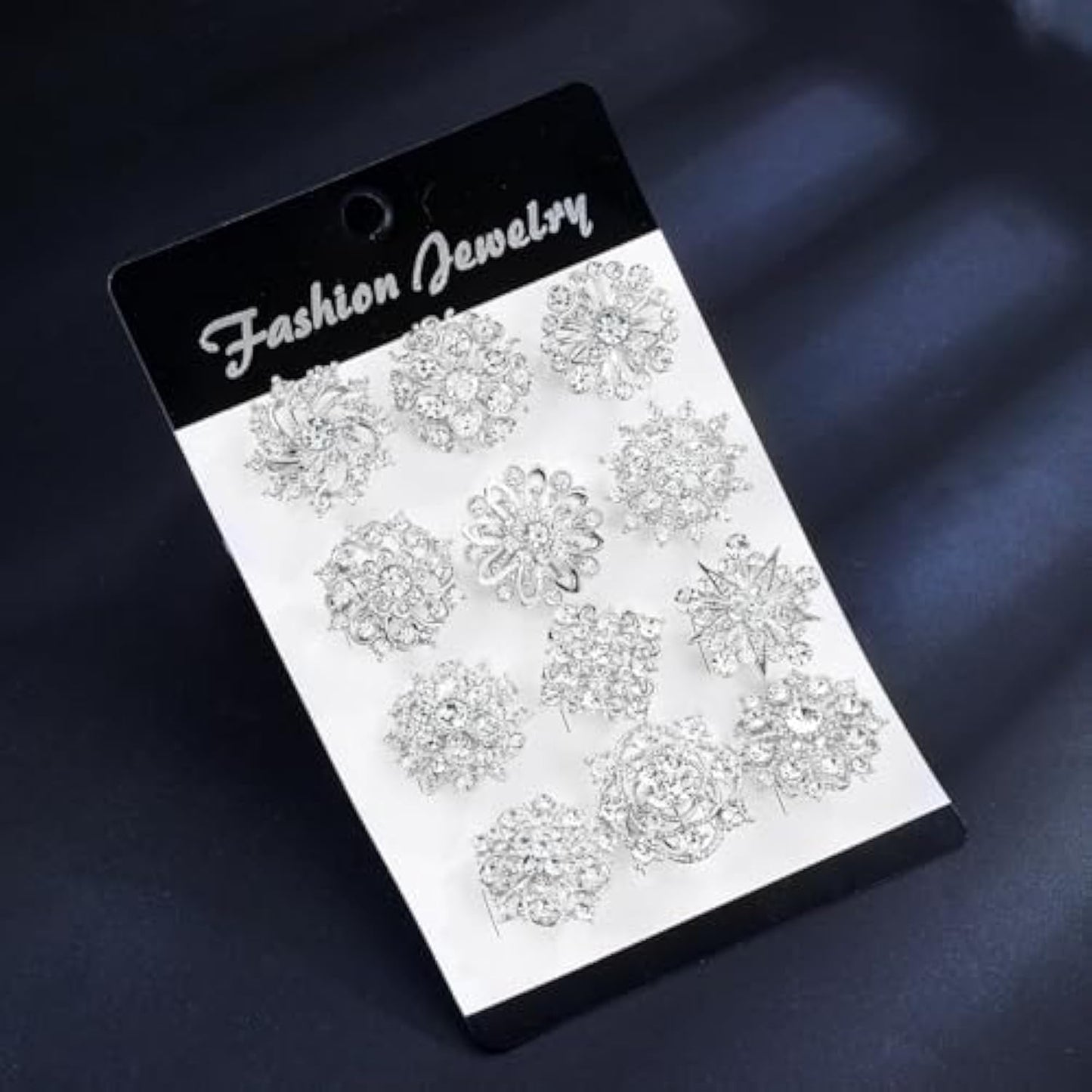 Crystal Rhinestone Flower Brooch Pins Set