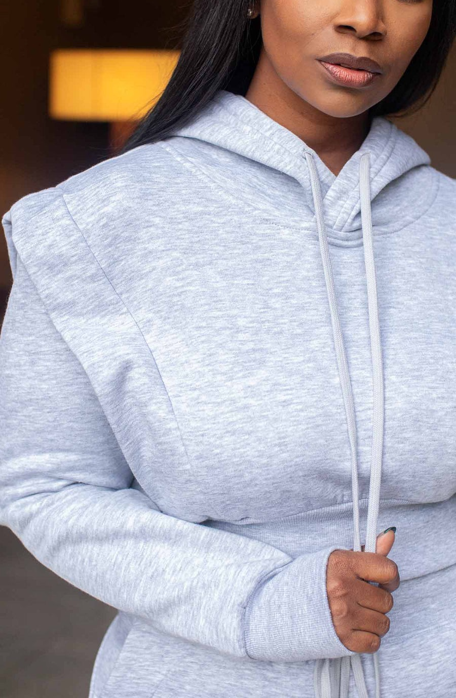 Drawstring Hooded Long-sleeved Sweatshirt With Wide-leg Pants Suit