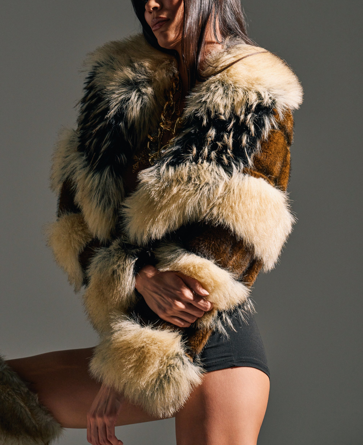 Cropped Faux Fur Jacket