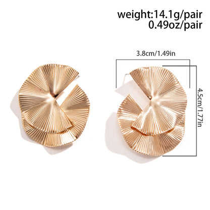 Ginkgo Leaf Metal Glossy Textured Earrings