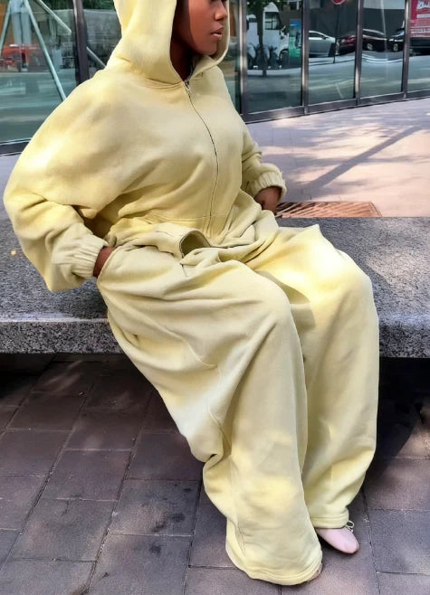 Hooded Solid Color Zipper Suit