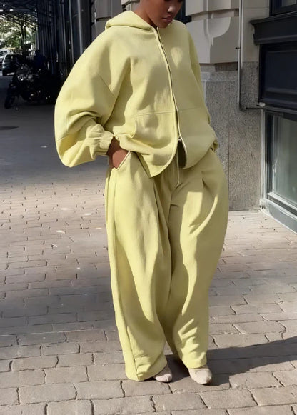 Hooded Solid Color Zipper Suit