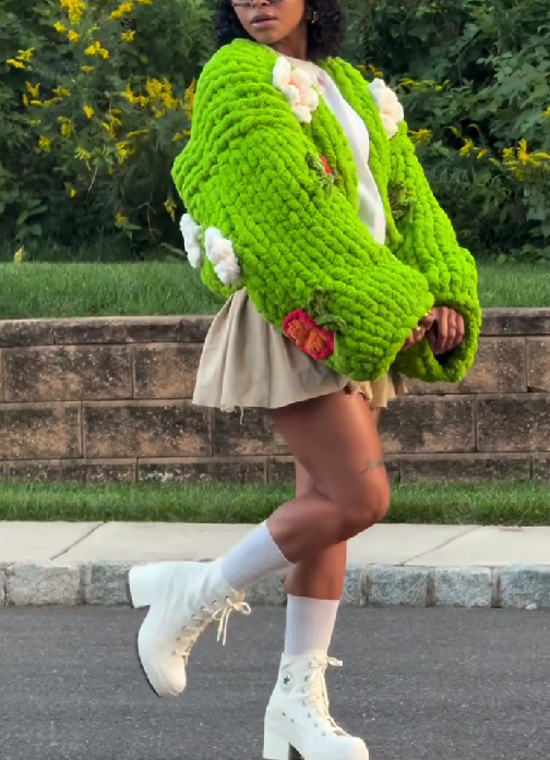 Handmade 3D Crochet Cardigan Sweater