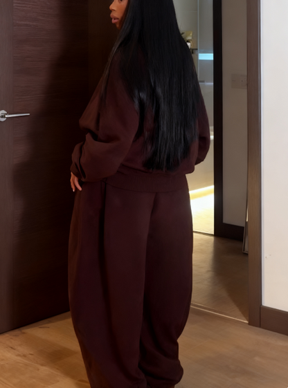 Hooded Zip-up Cardigan And Pants Two Pieces Sets