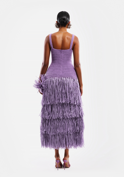 Knitted Fringed Slip Dress