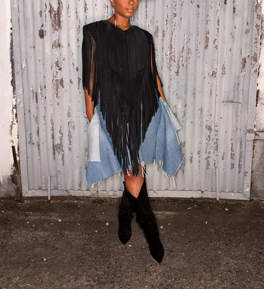 Suede Fringe Poncho