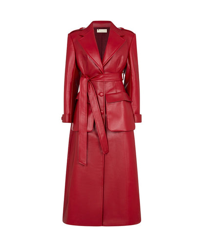 Faux Leather Trench Coat