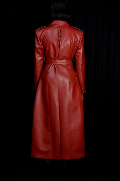 Faux Leather Trench Coat