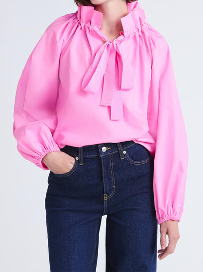 Ruffle Collar Lantern Sleeve Shirt