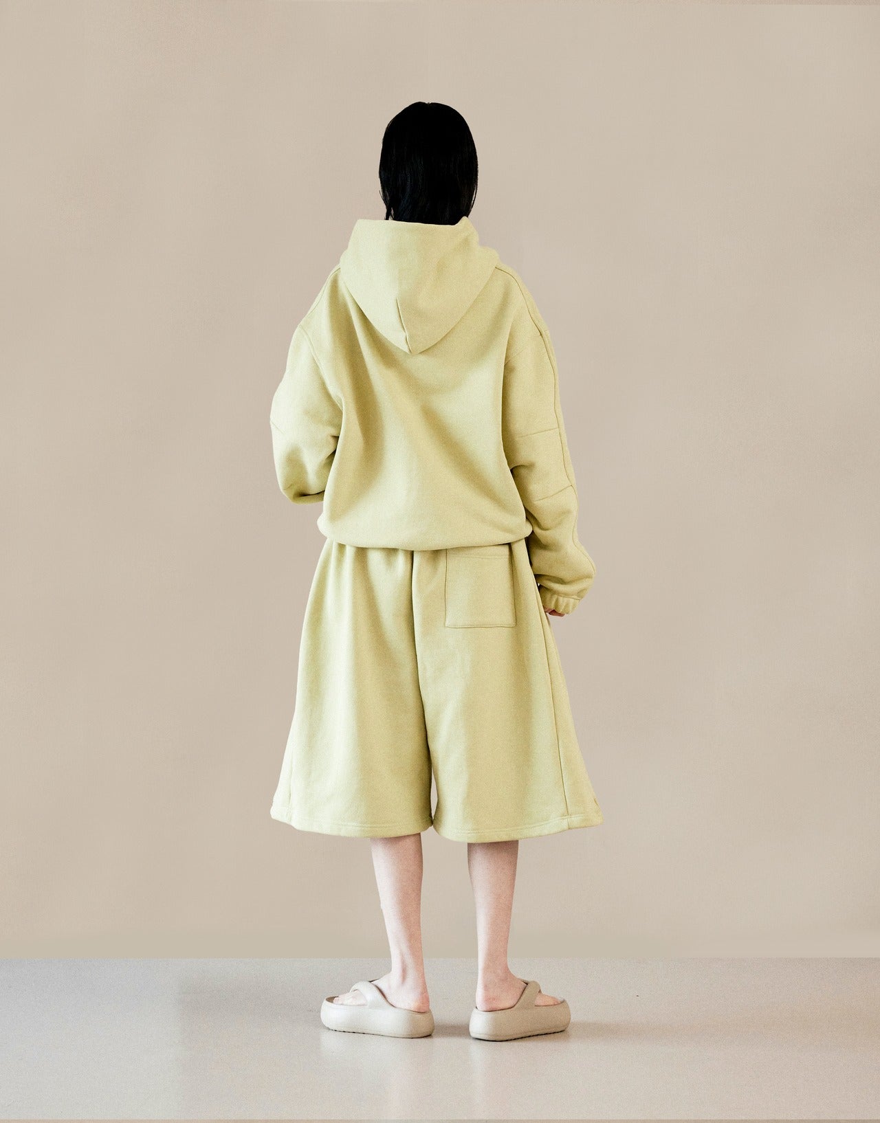 Zippered Hooded Cardigan Lace-Up Shorts Two-Piece Set
