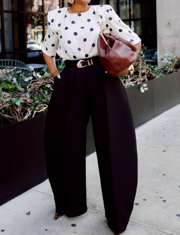 Polka dot T-shirt With Lantern-style Wide Leg Pants Sets