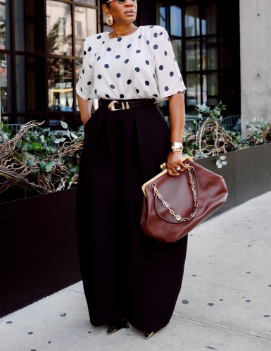 Polka dot T-shirt With Lantern-style Wide Leg Pants Sets