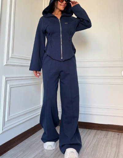 Cardigan Sweatshirt And Sports Wide-leg Pants Sets