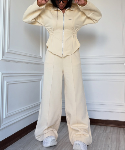 Cardigan Sweatshirt And Sports Wide-leg Pants Sets