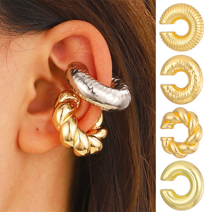 4 Pairs Chunky Gold Ear Cuff Earrings